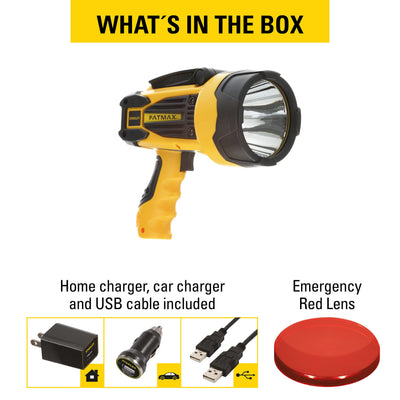 STANLEY FATMAX SL10LEDS Rechargeable 2200 Lumen Lithium Ion Ultra Bright LED Spotlight Flashlight with USB Power Charger