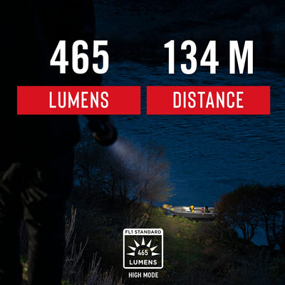 Coast G32 465 Lumen Flashlight with Pure Beam, Twist Focus and Bulls-Eye Spot Beam, Black