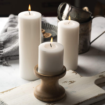 Pillar Candles - 2.7x3 inch | 25 Hours Burning, 6 Count - White Unscented Smokeless European Pillar Candles - Perfect for Wedding, Parties, Spas, Home Gatherings and Dinner