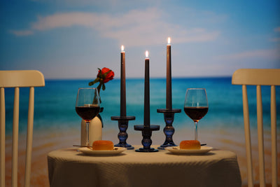 GMWD 3 Pcs Glass Candle Holder Set Clear, Blue Candlesticks Holders Pillar Taper Candles Tealight Stand for Wedding Centerpieces Home Decorations Dining Table