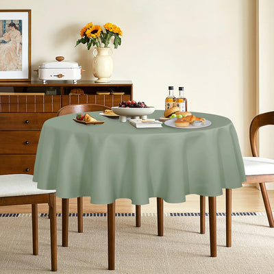 sancua Round Tablecloth - 60 Inch - Water Resistant Spill Proof Washable Polyester Table Cloth Decorative Fabric Table Cover for Dining Table, Buffet Parties and Camping, Sage Green