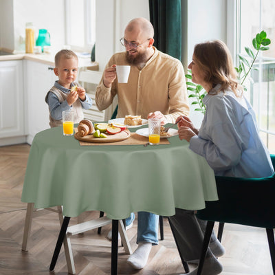sancua Round Tablecloth - 60 Inch - Water Resistant Spill Proof Washable Polyester Table Cloth Decorative Fabric Table Cover for Dining Table, Buffet Parties and Camping, Sage Green