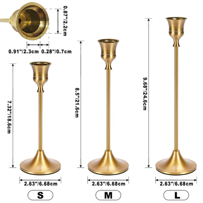 Dianjingjumei Candle Holder Gold Candlestick Holder - Taper Candle Holders Brass Candlestick Holders Set of 6 Fireplace Decor Candelabra Table Décor Pillar Candle Holder for Wedding