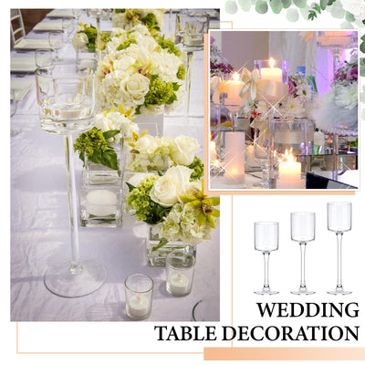 Yaomiao 36 Pcs Tall Glass Candle Holder Clear Tea Light Candle Holders Floating Candle Holder for Wedding Party Dining Bathroom Table Centerpiece Pillar Candles Settings, 3 Sizes