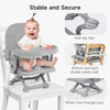 YOLEO High Chair for Toddlers Folding Compact Portable Booster Seat Babies/Kids Chair on Chair for Dining Table Camping (Grey)