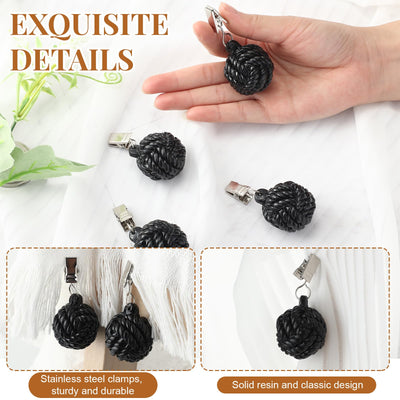 Tioncy 24 Pcs Outdoor Curtain Weights Table Cloth Weights Heavyweight Weights Ball Resin Cast Iron Cloth Holder Clip Furniture Pendant for Home Garden Wedding Party Camping Picnic (Black)