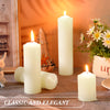 MTLEE 18 Pcs Set of 3 Pillar Candles Ivory Pillar Candle Bulk 2 in x 3, 6, 8 Long Burning Candles Clean Unscented Smokeless Pillar Candles for Wedding Emergency Lanterns Vigil Ceremony Party(White)