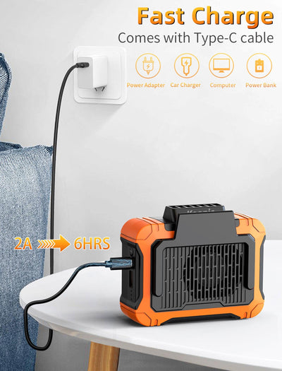 Koonie 10000mAh Waist Clip Fan with Solar Panel, 30H Working Time, Personal LED Light, Battery Powered Belt Fan, Strong Airflow, 3 Speeds, Body for Outdoor, Working, Camping, Hiking