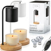 Candle Warmer Lamp Flameless Electric Candle Warmer with Timer & 2 Bulbs, Wax Warmer Lamp for Jar Candles, Lamp Warmer with Timer & Dimmer, Stylish Candle Warming Lamp, Black/Wood