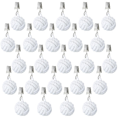 Tioncy 24 Pcs Outdoor Curtain Weights Table Cloth Weights Heavyweight Weights Ball Resin Cast Iron Cloth Holder Clip Furniture Pendant for Home Garden Wedding Party Camping Picnic (White)
