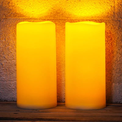 Homemory Large Solar Candles Outdoor Waterproof, 4"x10", Dusk to Dawn, Solar Powered Flameless Candles for Outdoor, Lanterns, Set of 2