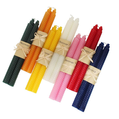 XIANGZHU Set of 14 Beeswax Handmade Taper Candles, 9 Inch Smokeless Dripless Wax Candles, Beeswax Candle for Home Gift Ideas, Long Candle Sticks for Wedding,Dinner