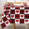 AnyDesign Valentine's Day Rectangle Tablecloth Red Buffalo Plaids Fabric Table Cloth Washable Hearts Table Cover for Wedding Anniversary Holiday Picnic Dinner Table Decoration, 60 x 104 Inch