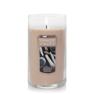 Yankee Candle Seaside Woods Scented, Classic 12oz Medium Perfect Pillar Single Wick Candle, Over 80 Hours of Burn Time