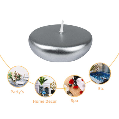 Zest Candle 24-Piece Floating Candles, 2.25-Inch, Metallic Silver