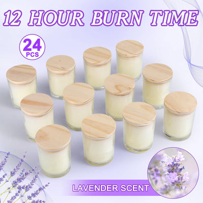 Yungyan 24 Pcs Lavender Scented Candles for Home 6 oz Glass Jar Candle with Bamboo Lids Soy Wax Stress Relief Aromatherapy Candles Gifts for Christmas Birthday Wedding Baby Shower Party Favors