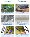 Sunyear Hammock Camping with Rain Fly Tarp and Net, Portable Camping Hammock Double Tree Hammock Outdoor Indoor Backpacking Travel & Survival, 2 Tree Straps,100% Waterproof