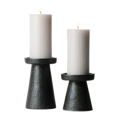 Main + Mesa Stoneware Pillar & Taper Candle Holders, Set of 2