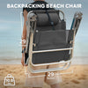 ICECO Beach Chairs for Adults, 5 Positions Reclining Beach Chair, Heavy Duty Folding Camping Chairs, Portable Lay Flat Outdoor Chair with Cup Holder for Beach, Camping, Lawn, 350lb Capacity