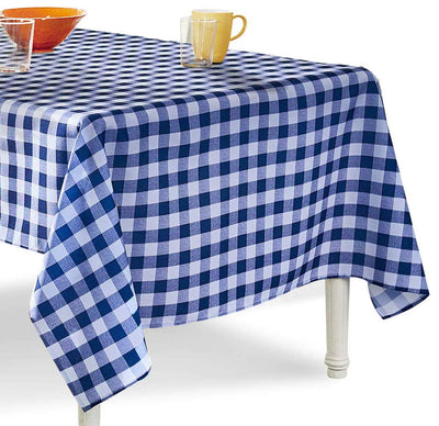 Tektrum 100% Polyester Waterproof 70 X 70 inch 70"X70" Square Checker Checkered Tablecloth Table Cover -Spill Proof/Stain Resistant/Wrinkle Free-for Picnic, Dinner, Restaurant (Blue and White)