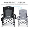 EVER ADVANCED Oversized Folding Camping Chair for Adults, Heavy Duty Lawn Chair with Side Pockets, Portable Collapsible Quad Chair for Outside, Support Up to 500lbs, Black