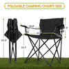 HaSteeL Folding Camping Chair Set of 3, Foldable Black Camp Chairs & Grey Table, Large Lawn Chair Portable for Adults Hiking, Fishing, Picnic, Outdoor BBQ, Travel, Sports, Cup Holders & Storage Bags