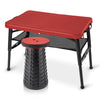 Small Folding Camping Table Portable - Adjustable Height Lightweight Foldable Table with Collapsible Stool and Mesh Layer for Hiking Camp BBQ Picnic Beach Cook Ideal as Lap Desk Bed Table Red