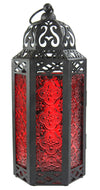 Mid Size Table/hanging Red Hexagon Moroccan Candle Lantern Holders