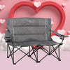 TIMBER RIDGE 2 Person Folding Loveseat Comfortable Double Foldable Camping Chair Folding Lawn chairs for Outside, Grey