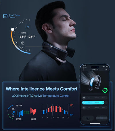 TORRAS COOLiFY 2S [28H Extended Battery Version] Neck Air Conditioner, Portable Neck Fan Rechargeable, Neck Cooler App Control Neck Fans that blow cold air for mothers day gifts, Starry Black