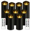 kakoya Flickering Flameless Candles, Battery Operated Acrylic LED Pillar Candles with Remote Control and Timer, Set of 9 (Black)