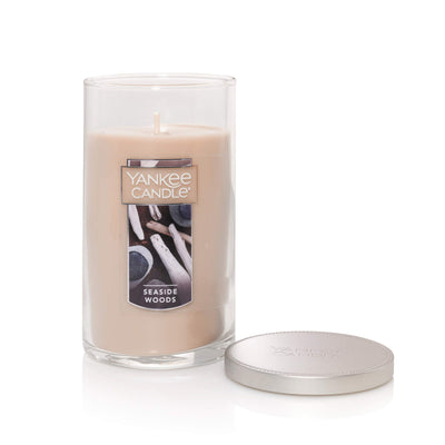 Yankee Candle Seaside Woods Scented, Classic 12oz Medium Perfect Pillar Single Wick Candle, Over 80 Hours of Burn Time