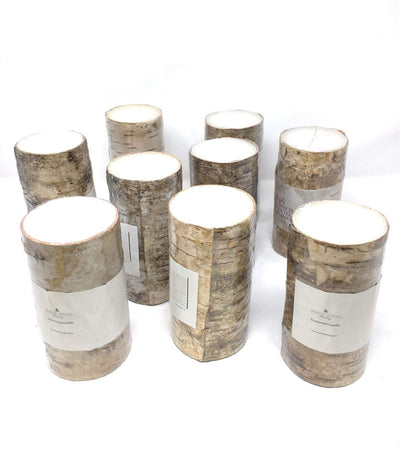 Serene Spaces Living Set of 12 Birch Bark Candle, Medium Pillar Candle, Indoors, Ideal for Weddings, Parties, Events, Restaurants, Home Decor, 3" Diameter & 5.75" Tall