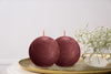 BOLSIUS 3 Pack Velvet Red Rustic Ball Pillar Candles - 3 Inch - Premium European Quality - Includes Natural Plant-Based Wax - Unscented Dripless Smokeless 25 Hour Party Décor and Wedding Candles