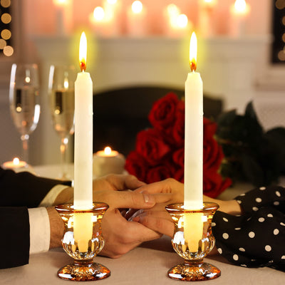 Foaincore 36 Pcs Taper Candle Holders Bulk 2.5 Inch Candlestick Holder Candle Holder Small Candlestick Holder Thicker Glass Candle Sticks Set for Wedding Christmas Party Table Centerpiece(Gold)