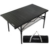 POEPORE Large Folding Camping Table Aluminum with Storage for 4-6 People 54"X27.5" Roll Up Tall Outdoor Portable Table Lightweight with Carry Bag for Picnic BBQ Backyard Beach