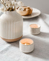 LE TAUCI Tealight Candle Holder, Ceramic Small Candle Holders Bulk,Embossed Candle Holders for Table Centerpiece, Wedding, Gift, Home Decor, Set of 12, Arctic White