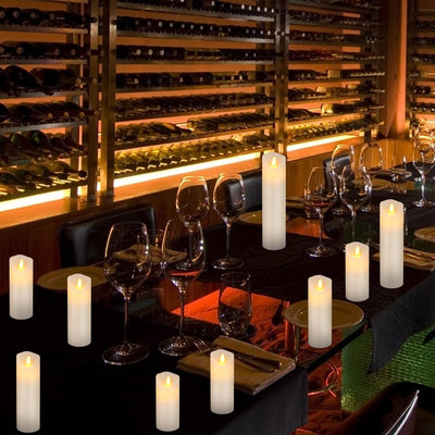 Vickiss Flameless Candles Battery Operated Candles 4" 5" 6" 7" 8" 9" Set of 9 Ivory Real Wax Pillar Dancing LED Flames LED Candles with 10-Key Remote and Cycling 24 Hours Timer