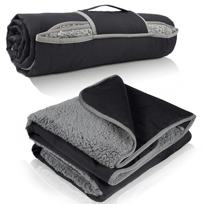 Tirrinia Waterproof Outdoor Blanket with Sherpa Lining, Windproof Triple Layers Warm Comfy Foldable for Camping Stadium, Sports, Picnic, Grass, Concerts, Pet, 51''X 59'' - Machine Washable