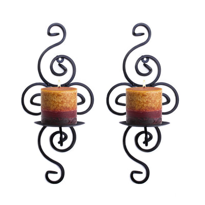 Super Z Outlet Pair of Elegant Swirling Iron Hanging Wall Candleholders Votives Sconce for Home Wall Decorations, Weddings, Events