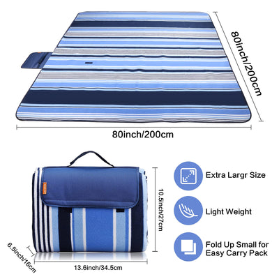 Michael Josh Extra Large Picnic Outdoor Blankets,79" X 79" Picnic Mat Tote for The Beach,Camping Travelling on Grass Waterproof Sandproof