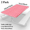 2 Pieces Checkered Vinyl Table Cover for 72 x 30 Inch Tables Gingham Picnic Fitted Tablecloth Flannel Backed Lining Stretched Rectangle Table Cover Elastic Oilproof Waterproof Tablecloth (Red White)