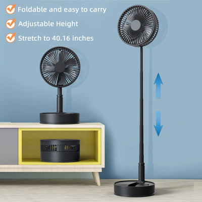 zoolb 7200mAh Battery Operated Fan, Portable Foldaway Fan, Oscillating Fan with Remote Control, Height Adjustment Standing Fan, 4 Speeds USB Desk Fan for Travel, Camping, RV, Desk, Home, Outdoor