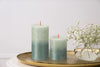 BOLSIUS 4 Pack Foggy Green/Oxid Blue Sunset Rustic Metallic Pillar Candles - 2.75 X 3.25 Inches - Includes Natural Plant-Based Wax - Unscented Dripless Smokeless 35 Hour Quality European Candles