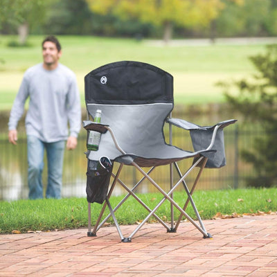 Coleman Oversized Black Camping Lawn Chairs + Cooler, 2-Pack | 2000020256