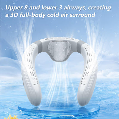 Agihoss Neck Air Conditioner Fans That Blow Cold Air Cooling Device Hands Free Wearable Fan, 5200mAh Battery Operated Rechargeable Personal Fan, Leafless Fan, 3+3 Speeds Gifts for Women Men