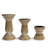 Barnyard Designs Pillar Candle Holder for Pillar Candles, Small Wooden Candlestick Holders, Farmhouse Candle Holders for Table Centerpiece, Rustic Candle Holder Set of 3, (4", 6", 8"), Brown