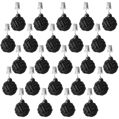 Tioncy 24 Pcs Outdoor Curtain Weights Table Cloth Weights Heavyweight Weights Ball Resin Cast Iron Cloth Holder Clip Furniture Pendant for Home Garden Wedding Party Camping Picnic (Black)