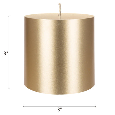 Mega Candles 3 pcs Unscented Gold Round Pillar Candle, Hand Poured Premium Wax Candles 3 Inch x 3 Inch, Home Décor, Wedding Receptions, Baby Showers, Birthdays, Celebrations, Party Favors & More
