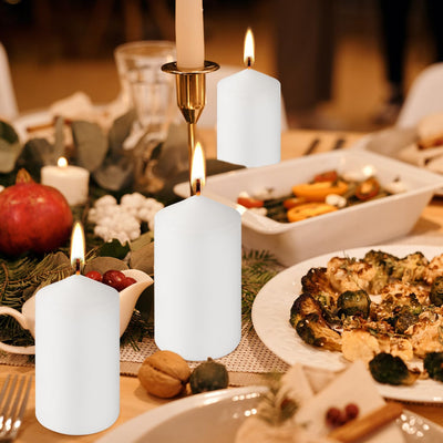 Set of 20 White Pillar Candles,Dripless and Smokeless Dinner Candle, 2x4” Pillar Candles for Parties Weddings Lantern Home Décor